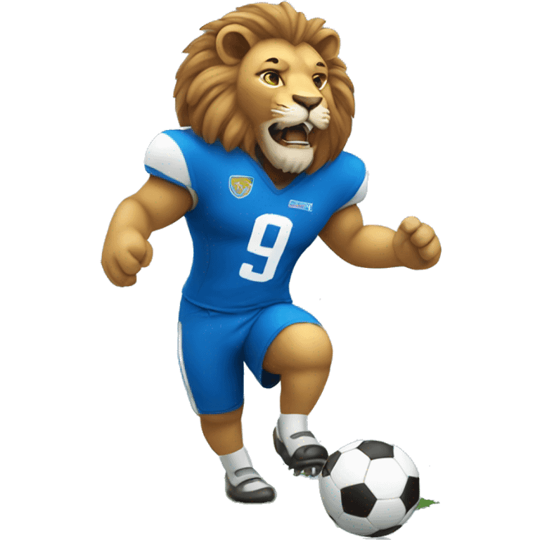 lion playing football with blue jersey emoji