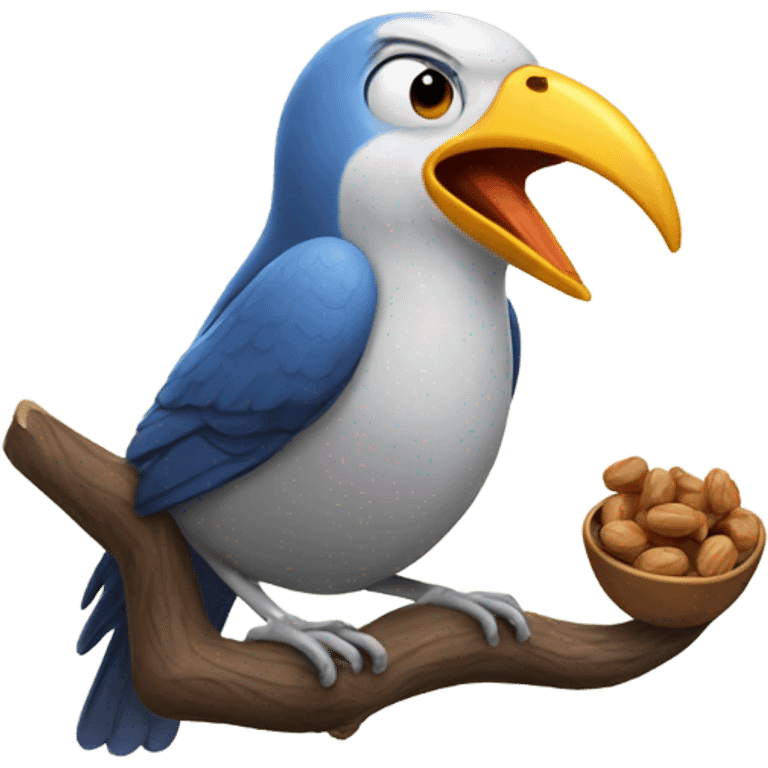 Bird eating nuts emoji