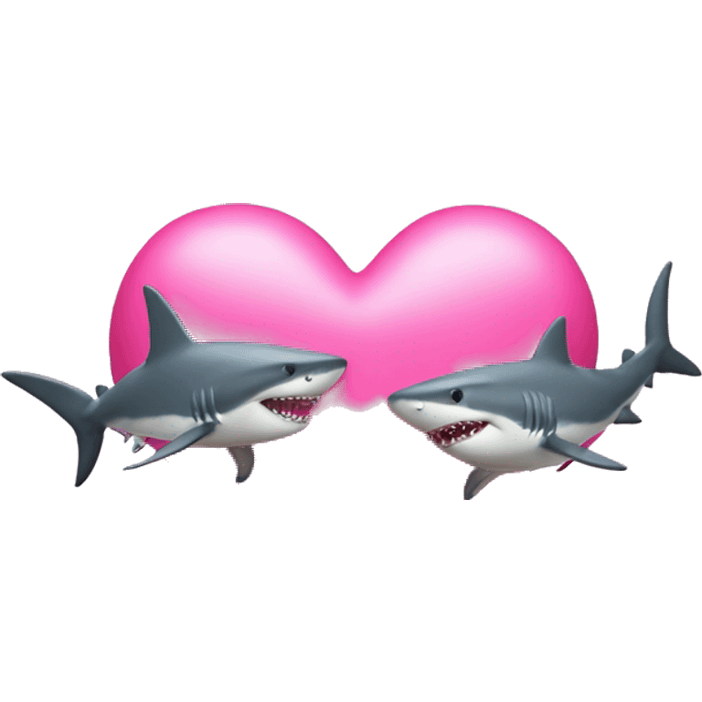 pink love heart with sharks emoji