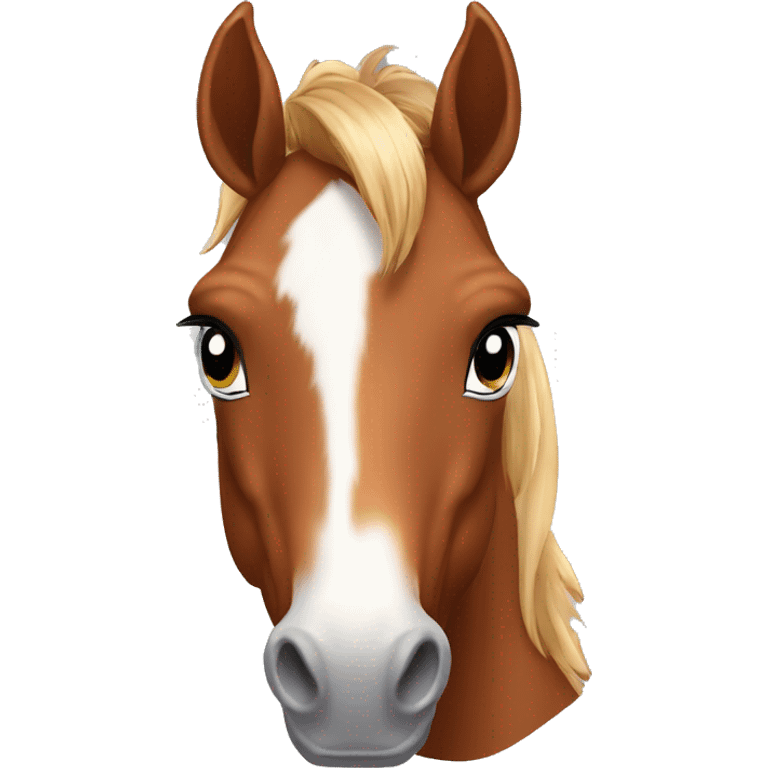 Chestnut horse with white, cheeky playful horse, young horse foal filly horse yearling emoji