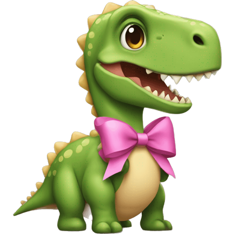 Coquette Dinosaur with a bow emoji