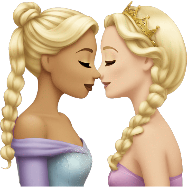 2 women princesses couple blonde kiss emoji