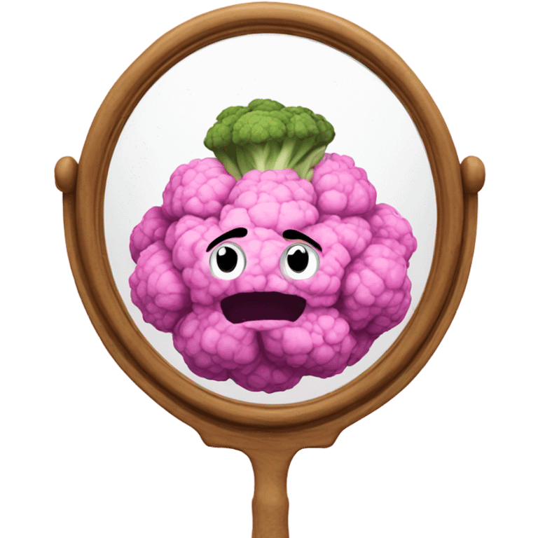 pink cauliflower looking in mirror emoji