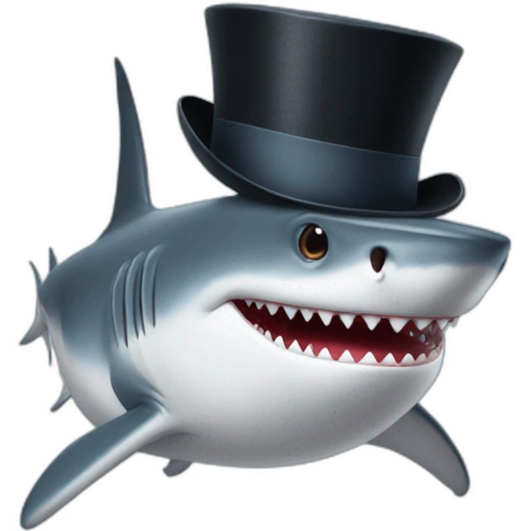 Shark with a top hat emoji