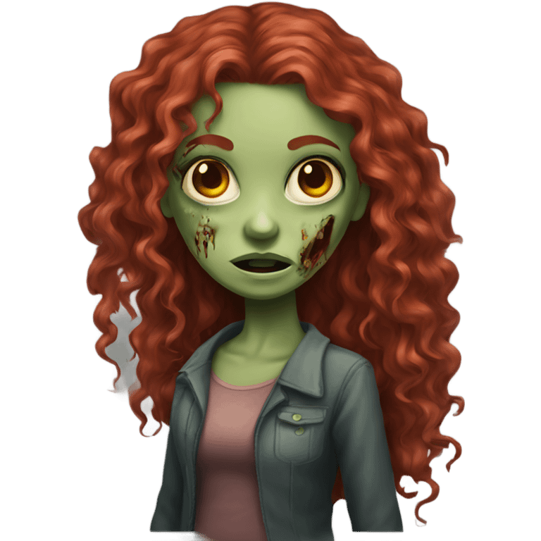 Zombie girl with long red curly hair emoji