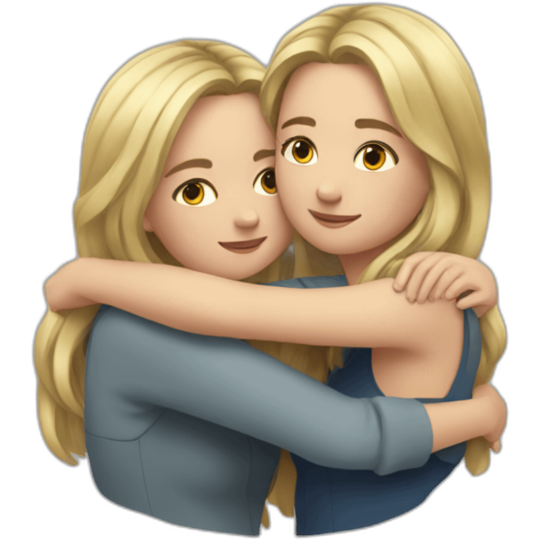 2 european girls hug emoji