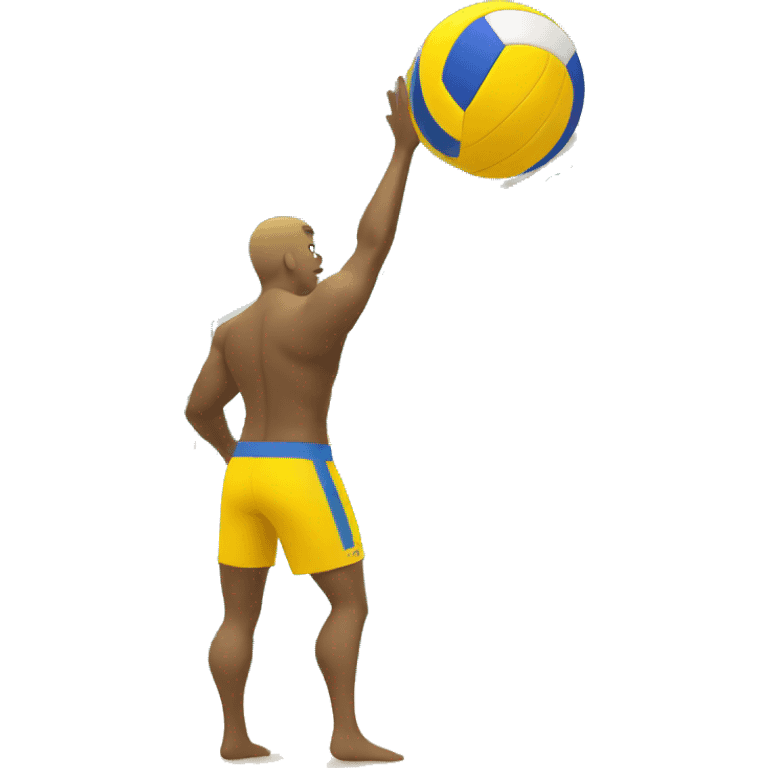 Yellow Man in shorts  passing a beach volleyball emoji