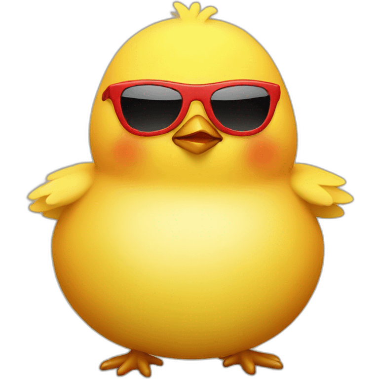 yellow chubby chick with sunglasses and red crest emoji