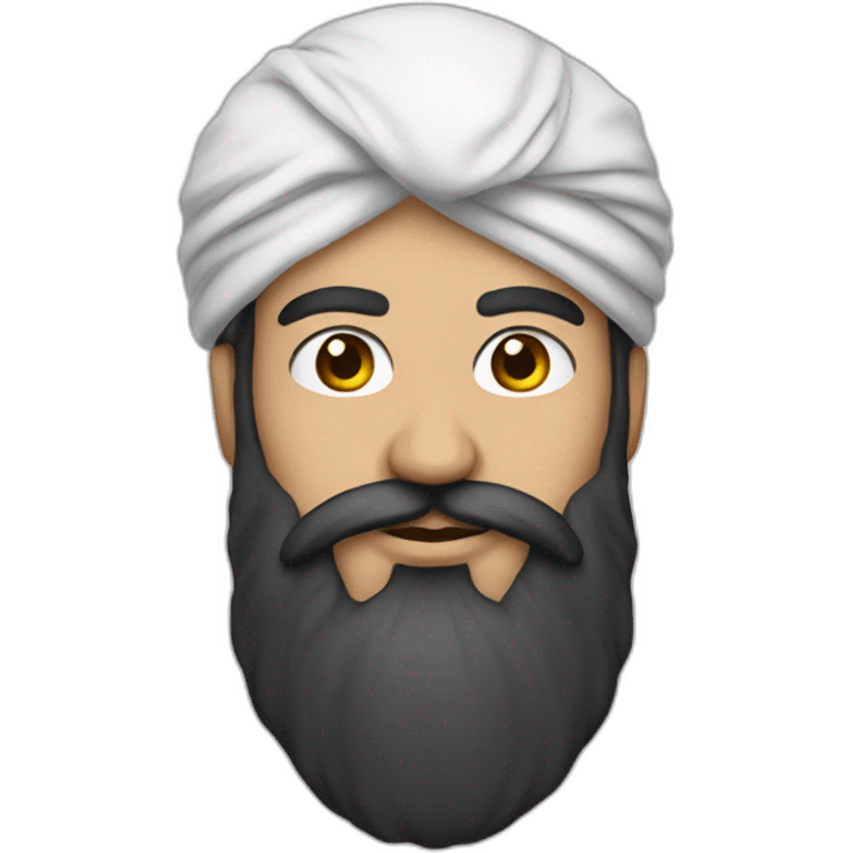 Arab big turban dark brown beard white male emoji