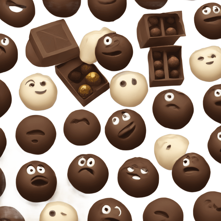 4 chocolate truffles in a box emoji