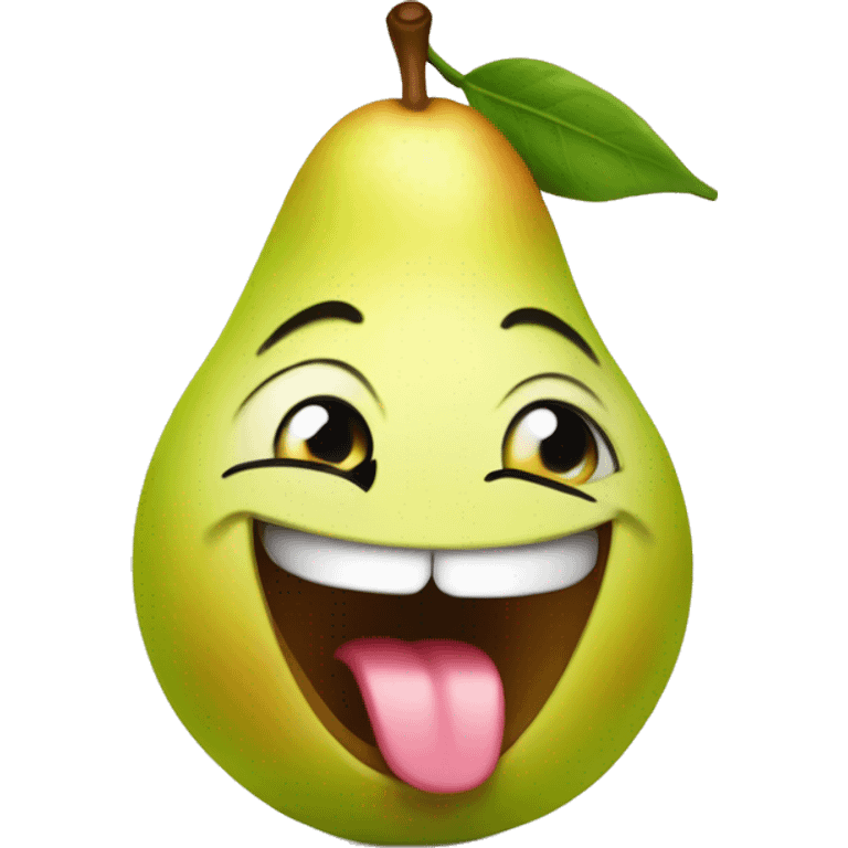 cute pear with tongue out emoji