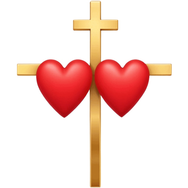 Two red hearts united by a gold cross  emoji