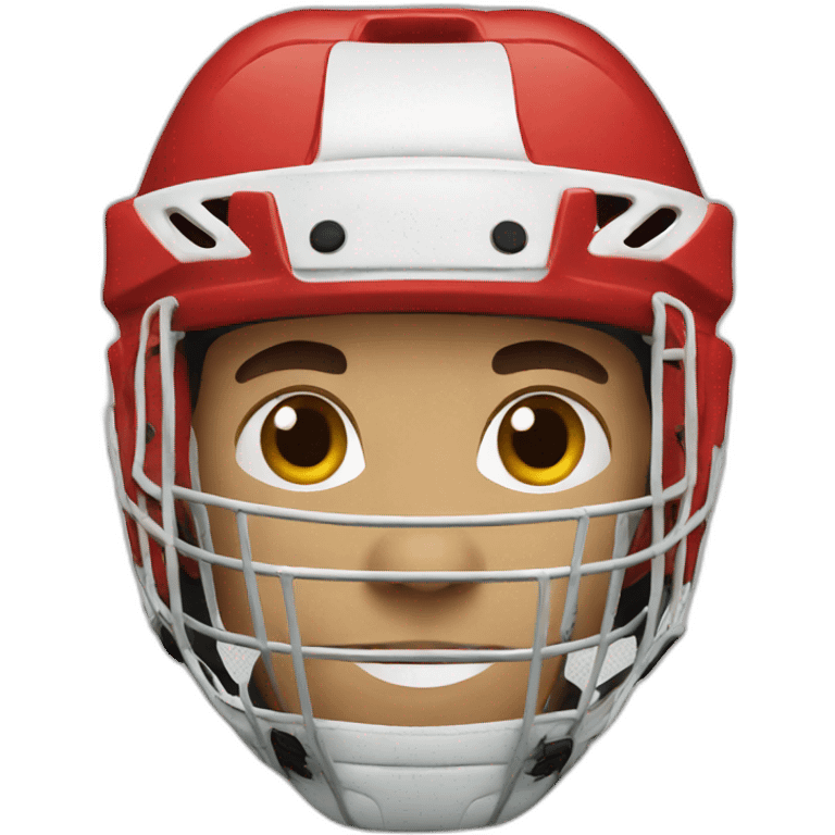 hockey player wearing red emoji