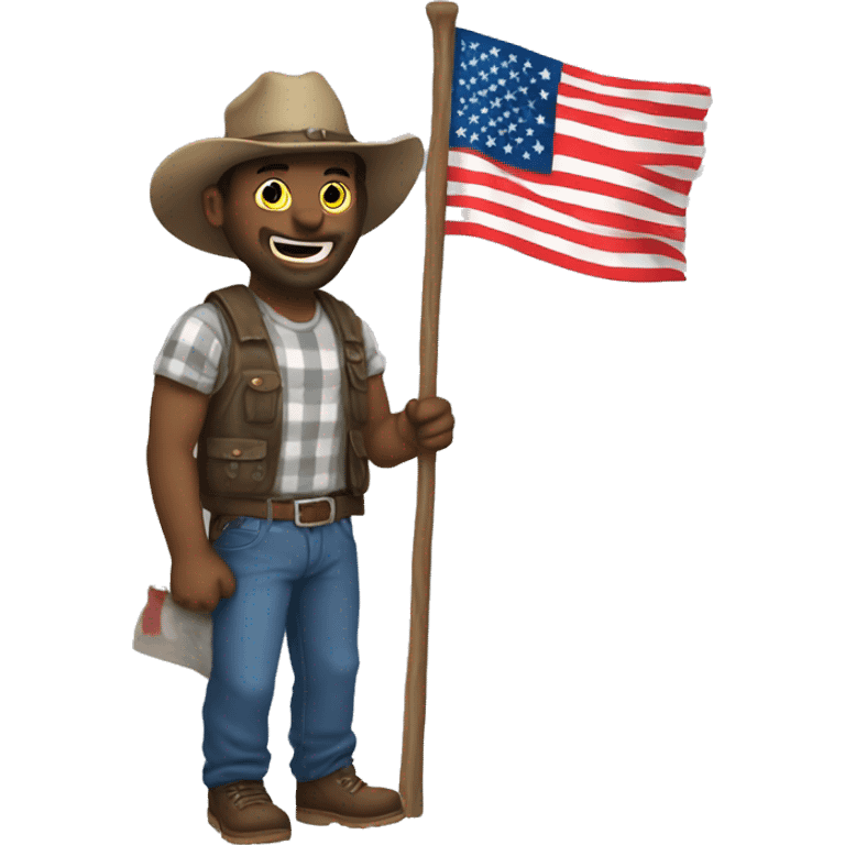 redneck holding an amarican flag emoji