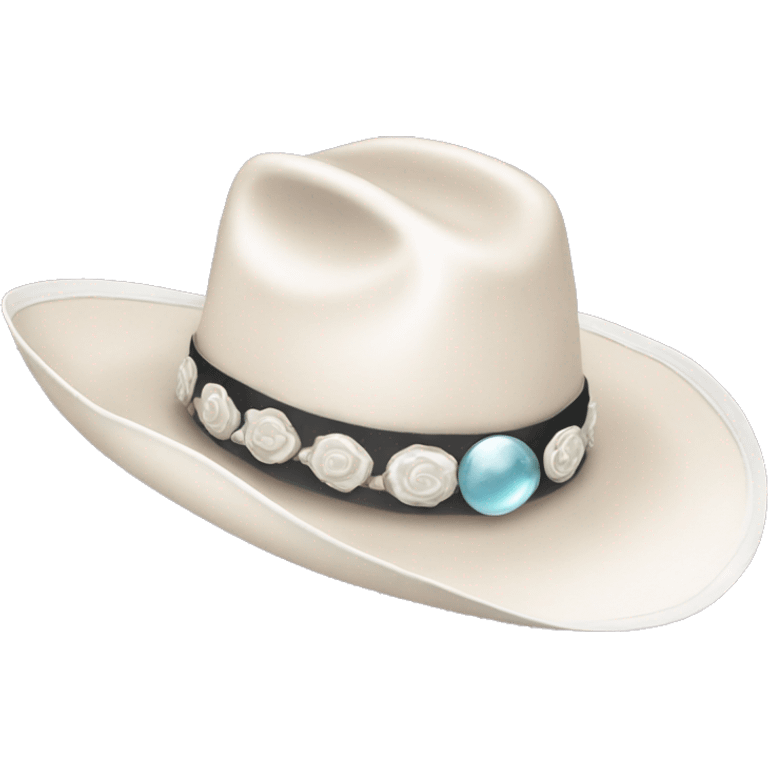 White cowgirl hat with seashell band emoji