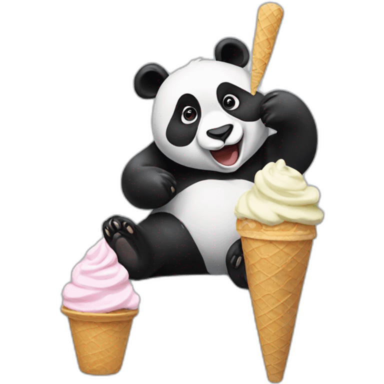 Panda eating ice cream emoji