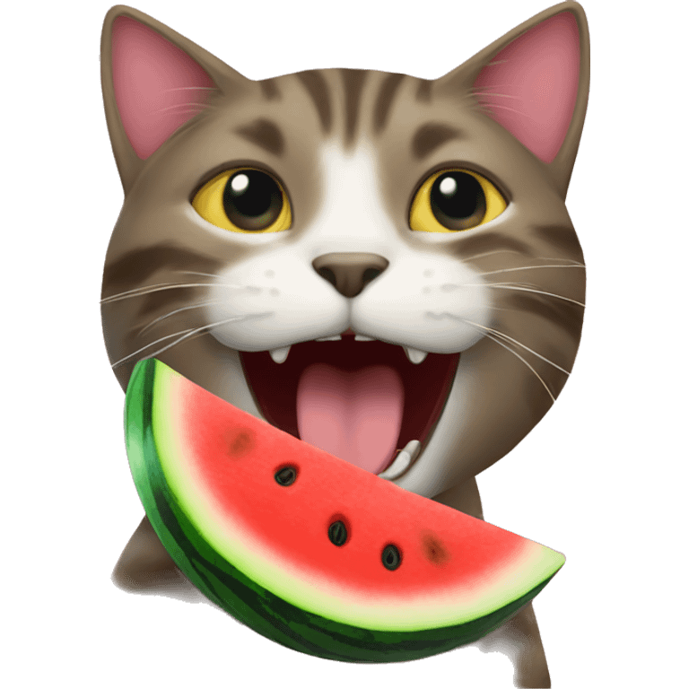 cat eating watermelon emoji