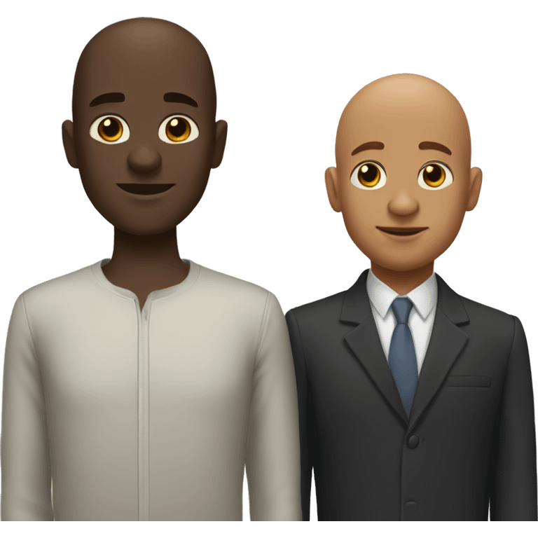 Two black men One bald One with curly hair.  emoji