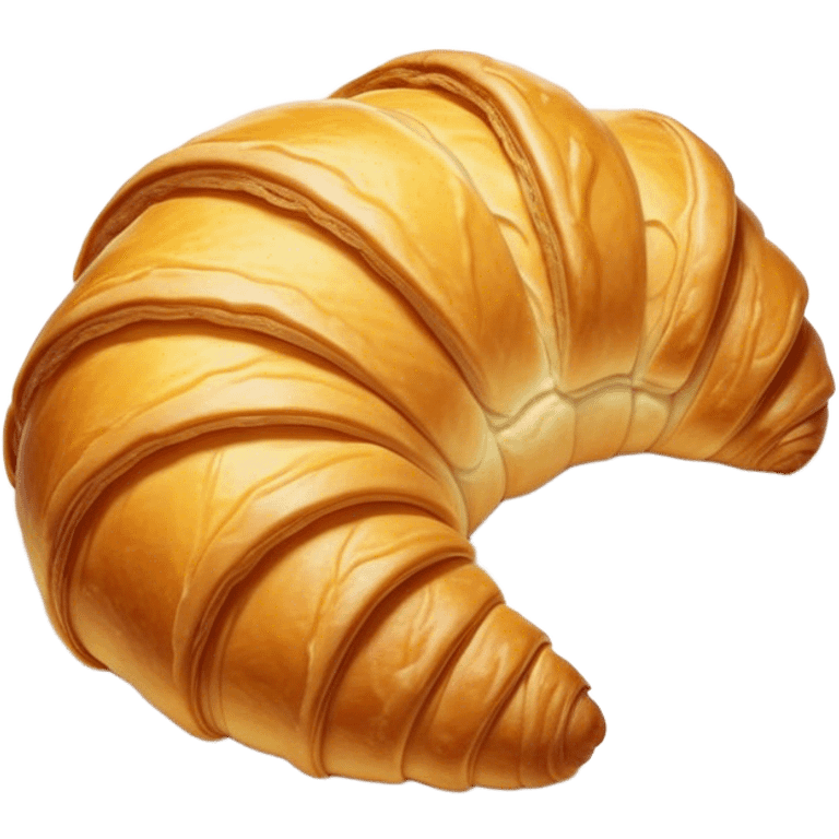 Cinematic golden croissant, perfectly flaky with crisp layers, slightly cracked to reveal buttery soft interior, warm golden glow, highly detailed and inviting. emoji