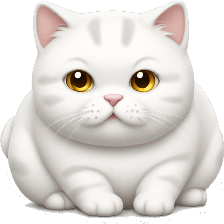 chubby white cat with a belly emoji