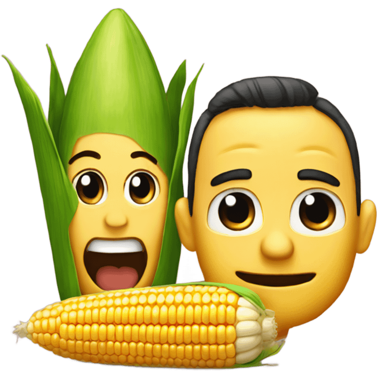 Corn as mom dad and baby emoji