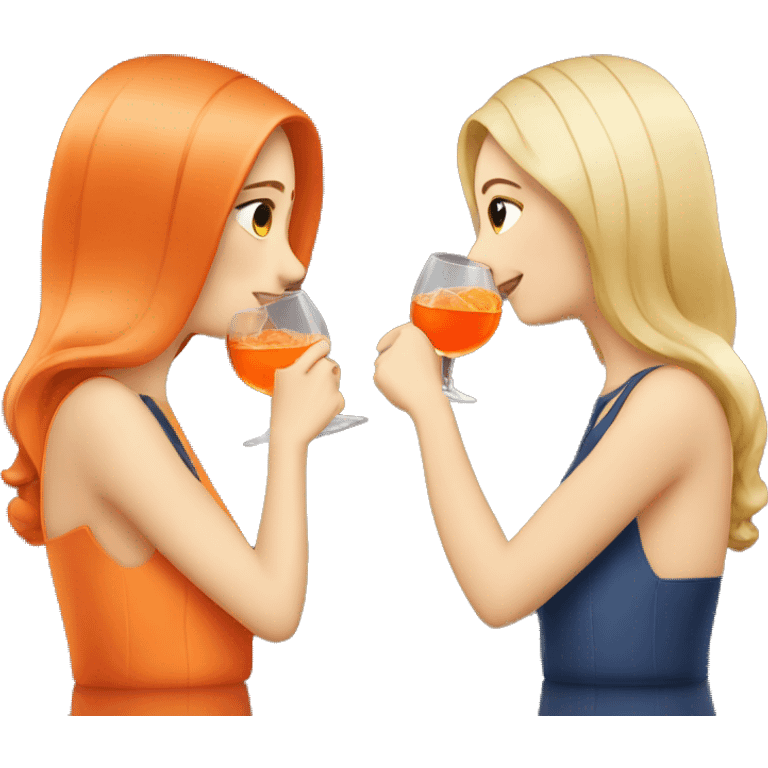 Two girls drinking aperol emoji