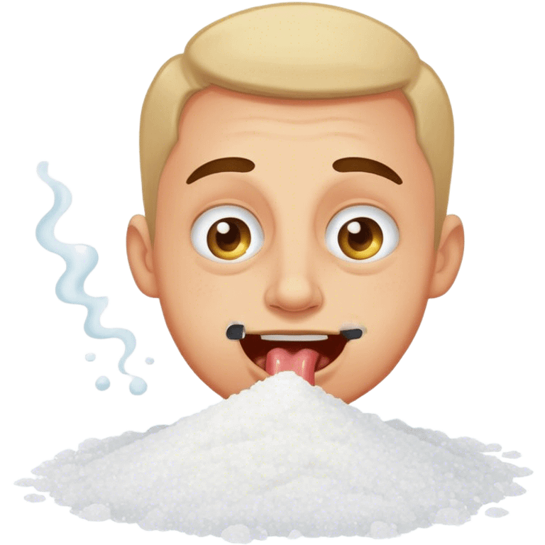 Happy man snorting salt with big pupils emoji