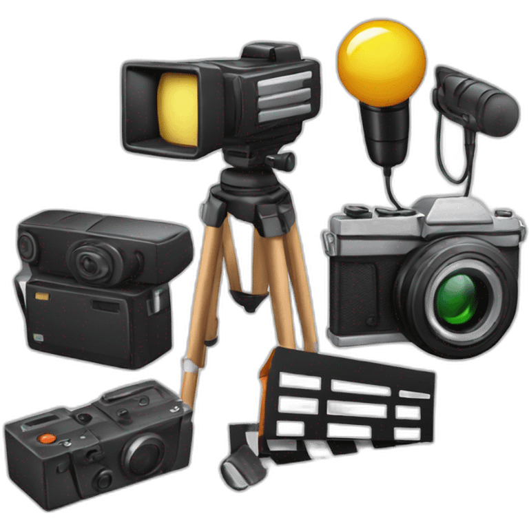 camera, clapperboard, microphone, headphone emoji