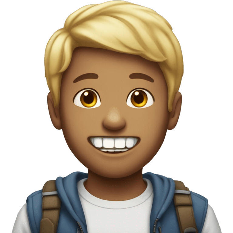 A boy with a rabbiy teeth emoji