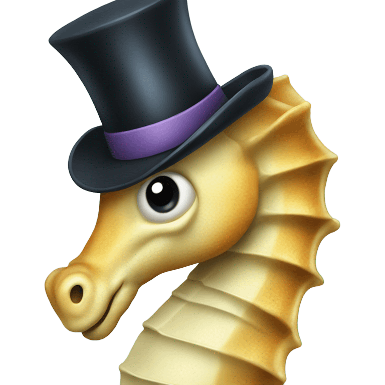 Sea horse with a top hat emoji