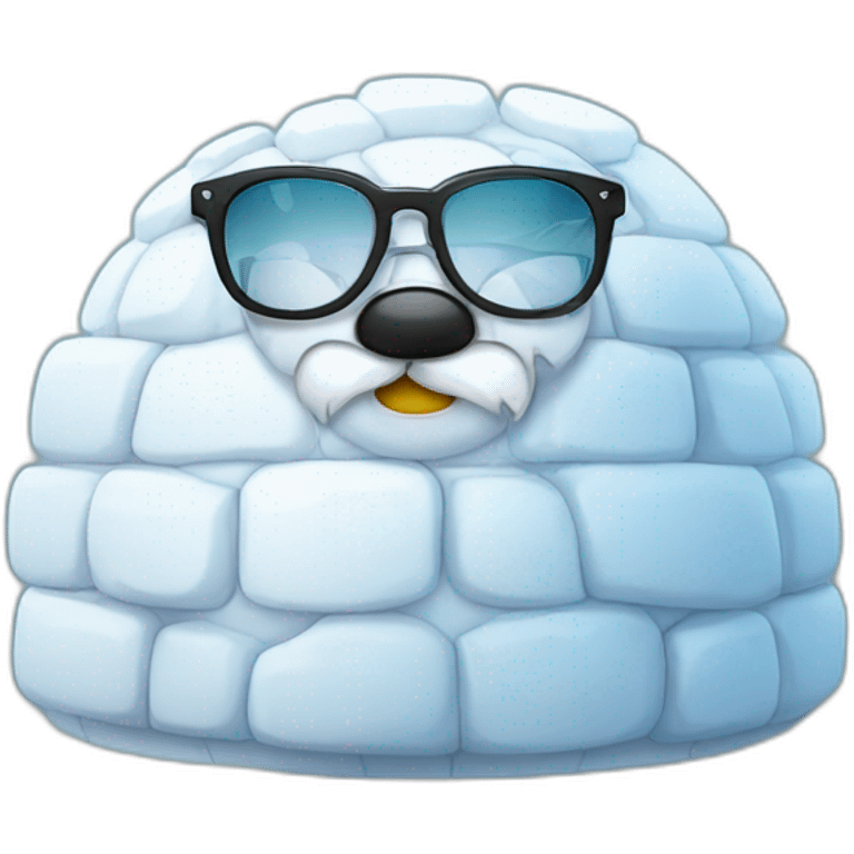 igloo with cool glasses emoji