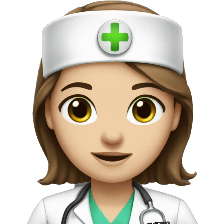 nurse brown hair green eyes emoji