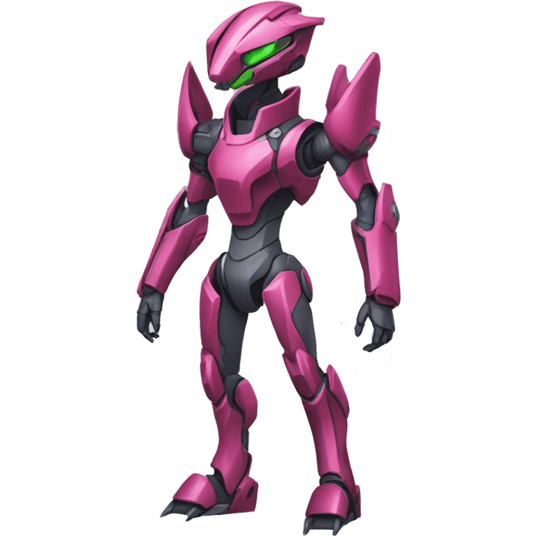 a Reptile-Genesect-Raptor-Fakémon-Medabot-Mecha with a futuristic visor-helmet and wearing a techwear-suit Full Body emoji