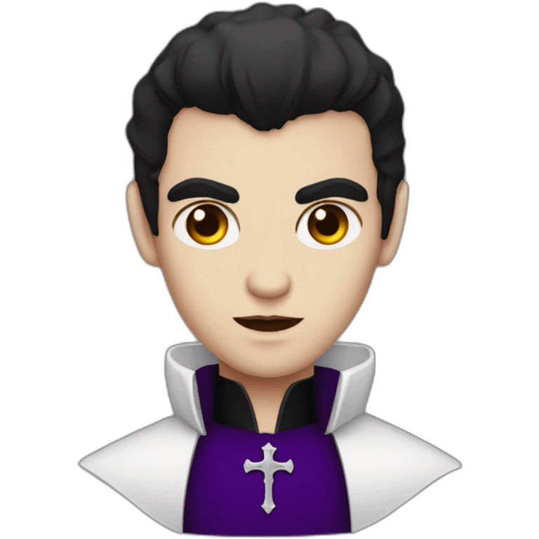 dark hair vampire priest with purple eyes emoji