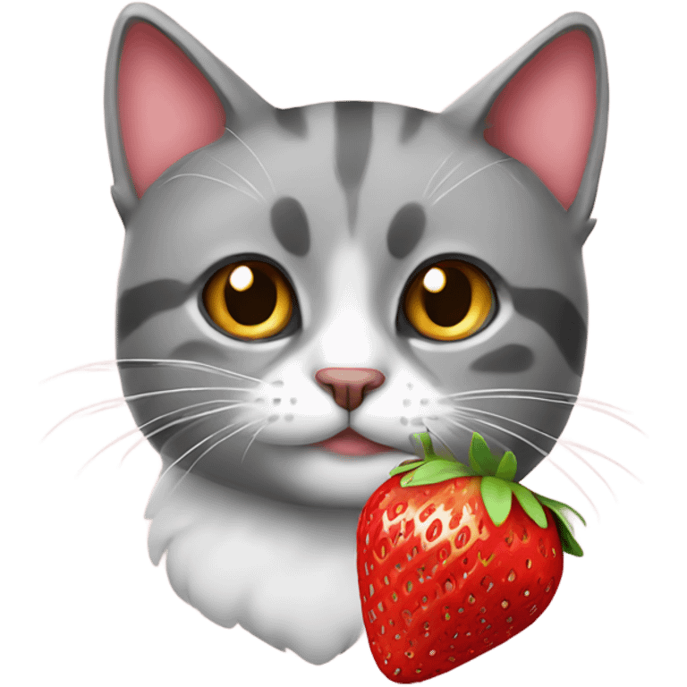 Cat with strawberry emoji