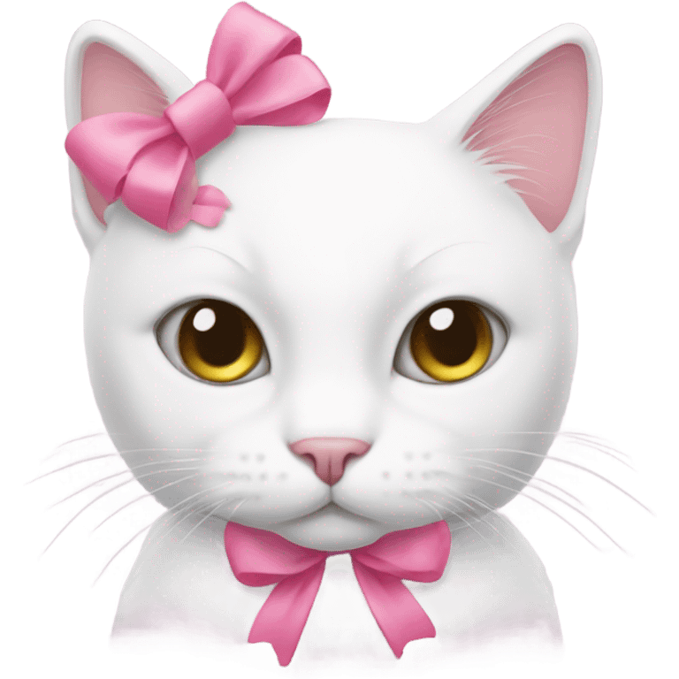 white cat with a pink bow emoji