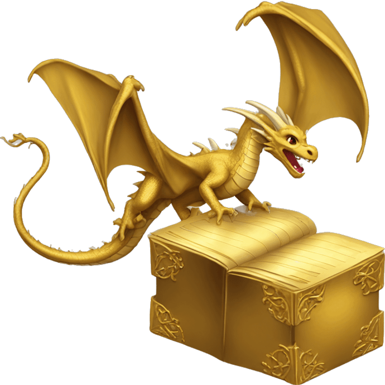 Dragon escaping a gold book emoji