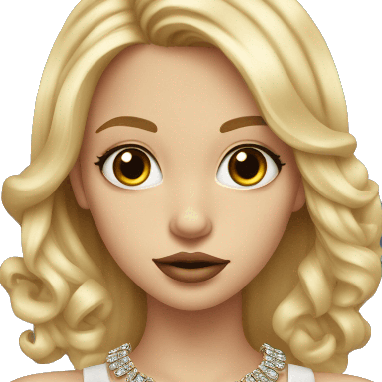 blonde girl with hazel eyes and big lips with jewelry emoji