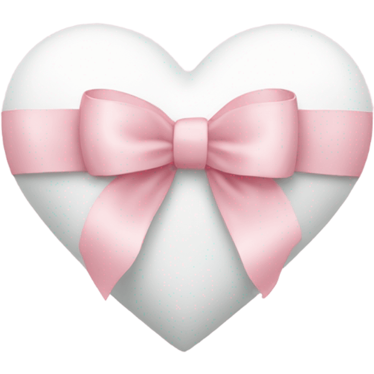 white heart with light pink ribbon bow emoji