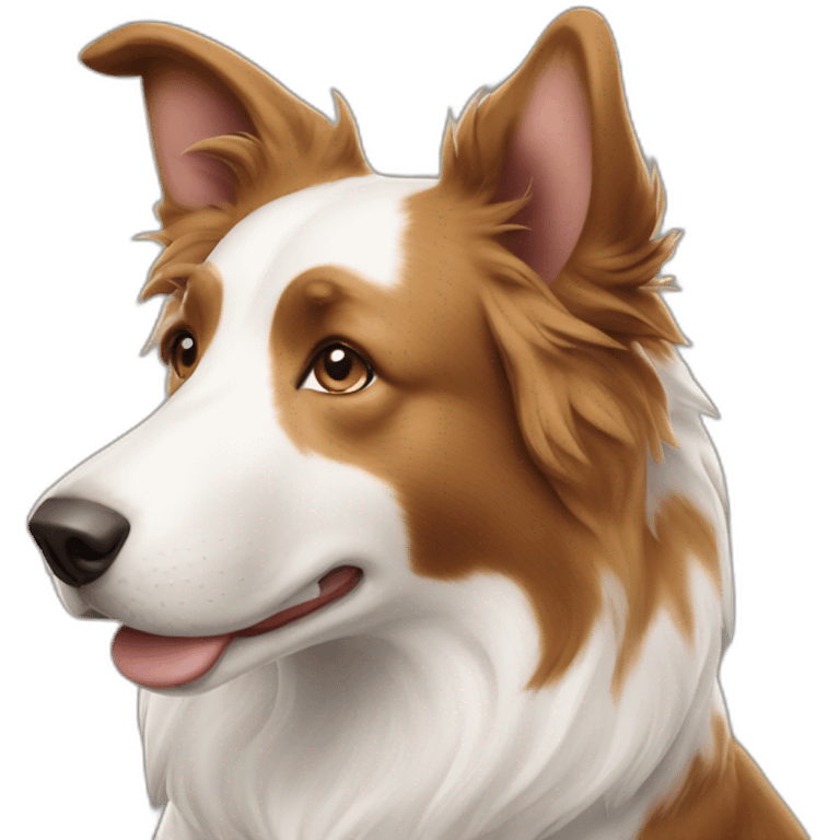 Border collie white with light brown spots and pointy ears emoji