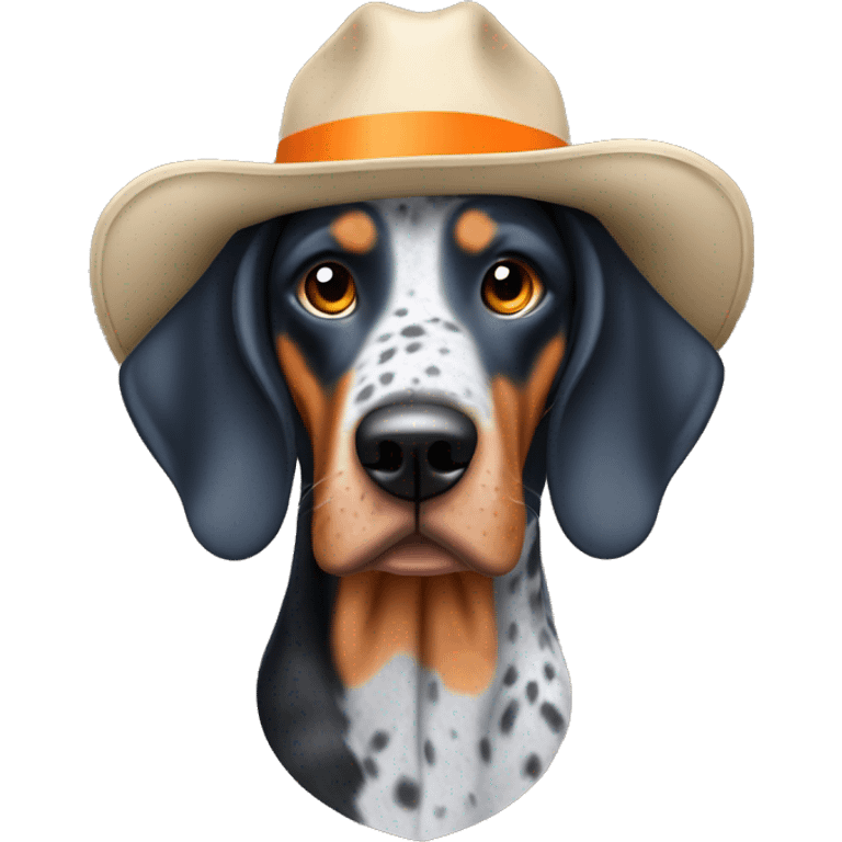 bluetick coonhound with Tennessee orange hat emoji