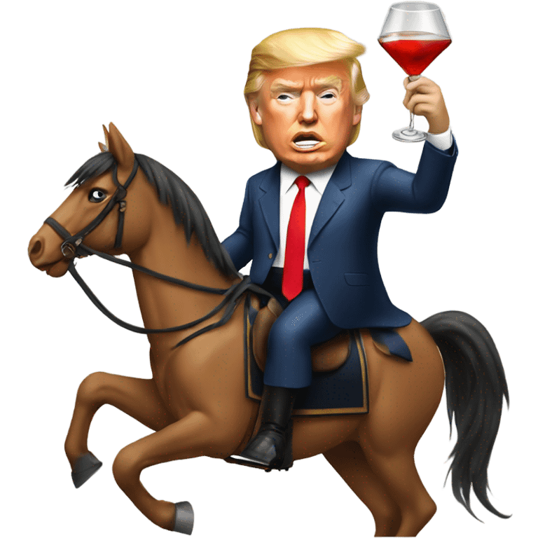 Donald Trump riding a horse drinking a martini  emoji