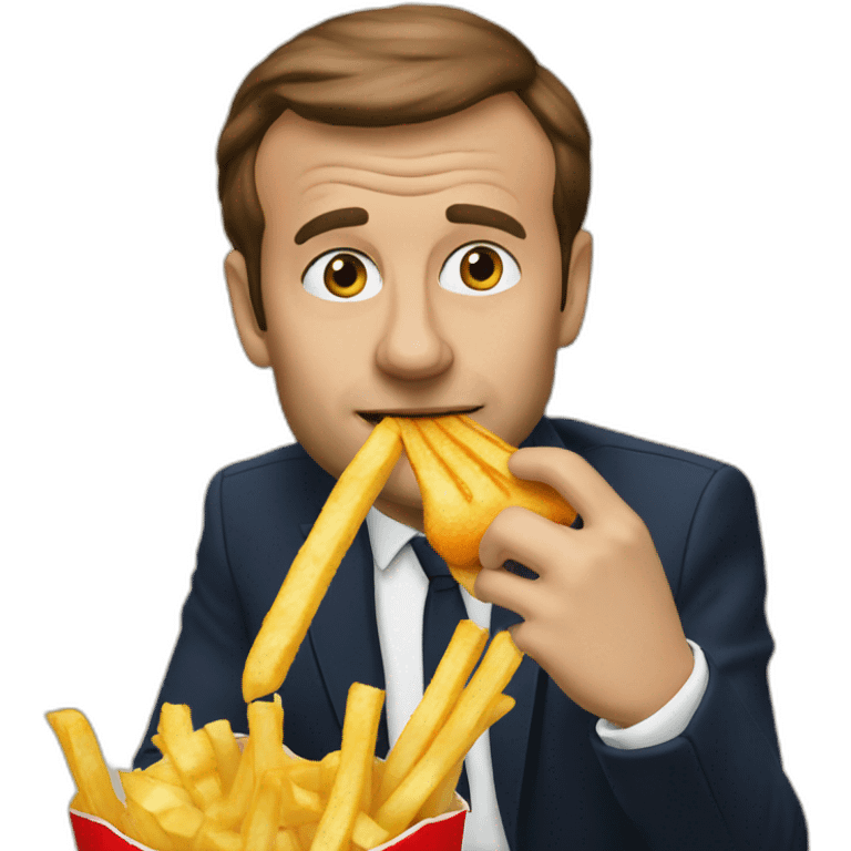 Macron eating fries emoji