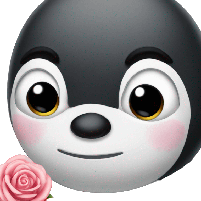 Pingüino con rosas  emoji