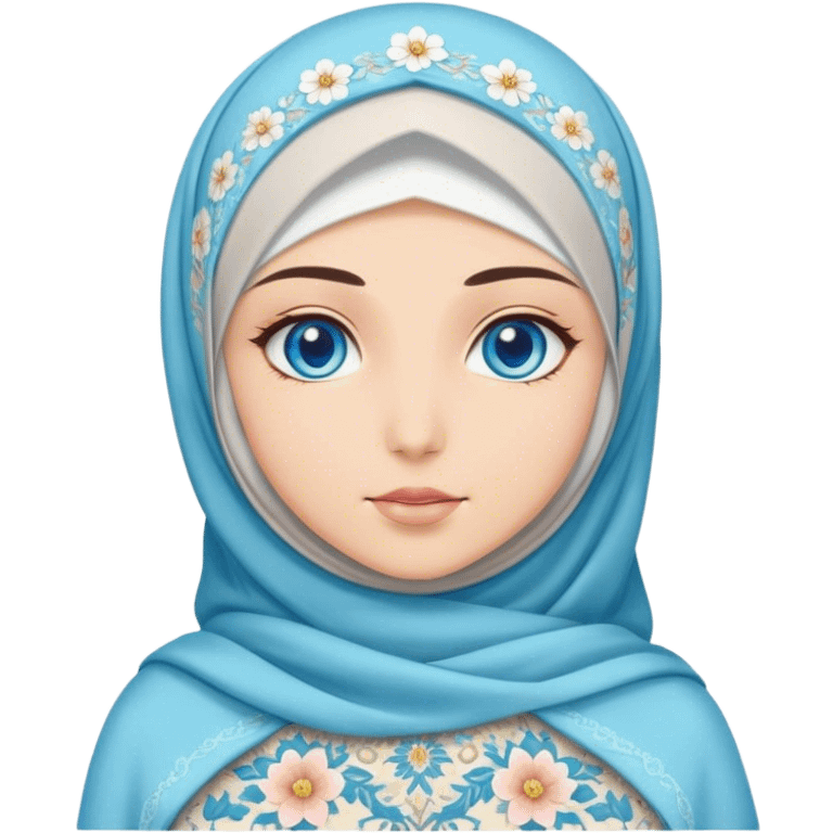 Turkish beautiful finish Konya girl blue eyes with hijab and blooming dress emoji