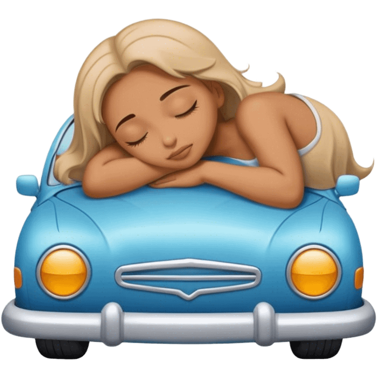 Girl sleeping on car emoji