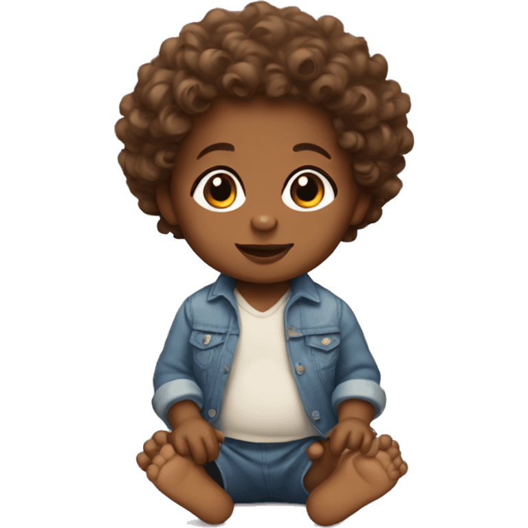 Brown-skinned baby with curly hair emoji