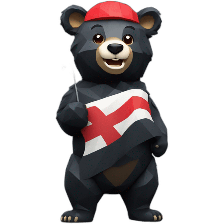 Happy Lowpoly black bear with flag ua emoji