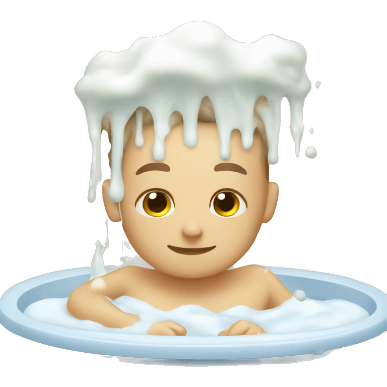 a man bathes in milk emoji