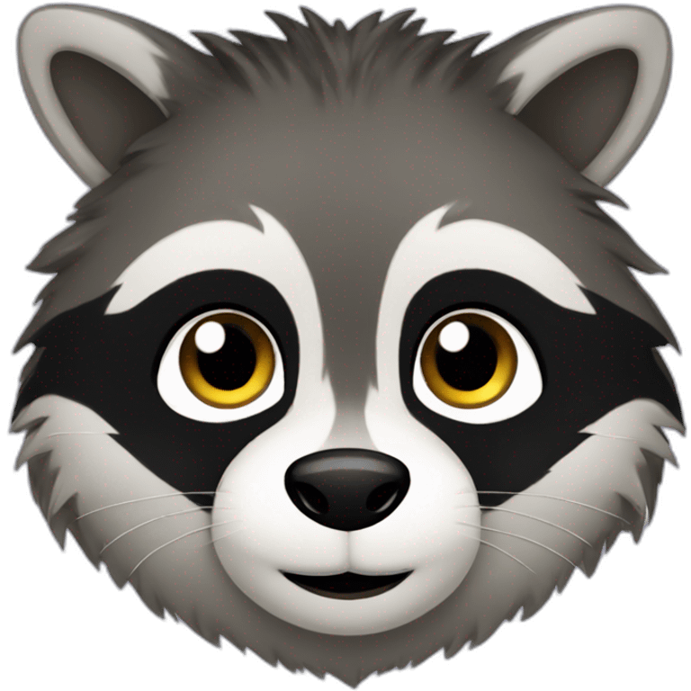 Racoon with long black hair emoji